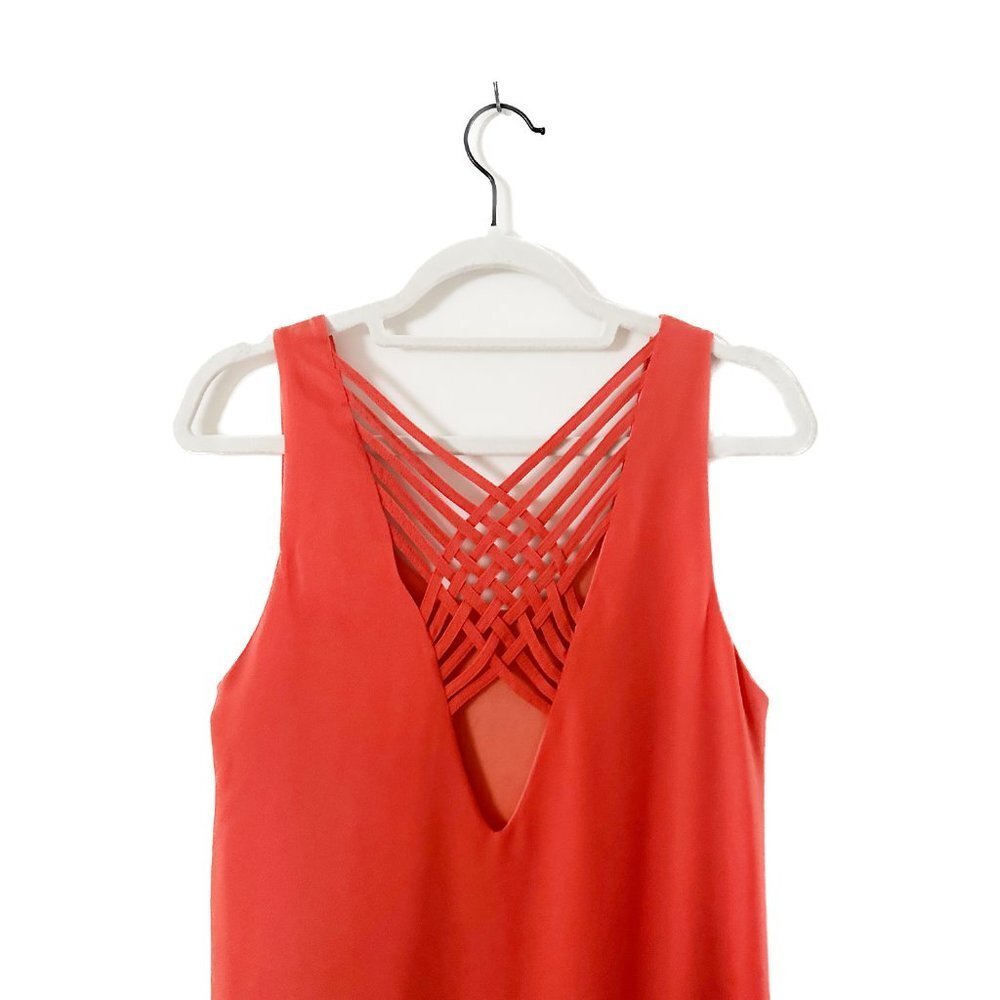 UMGEE Orange Strappy Criss Cross Back Boho Shift Dress M - Picture 2 of 3